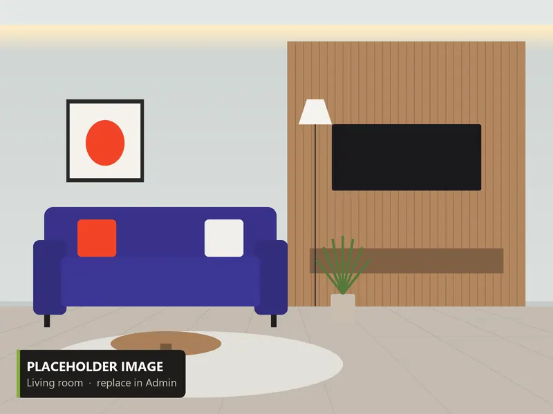 Warm Minimal Living Room – Living Room interior in Kondapur, Hyderabad by Promax Interiors